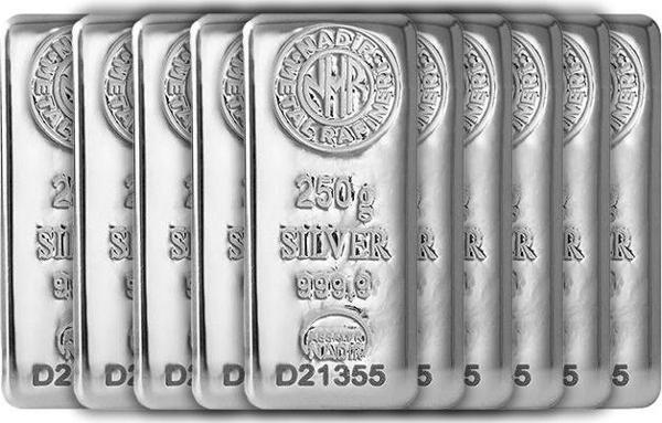 RimaGold 10 Adet NadirGold 250 Gr Gümüş Külçe - Image 1