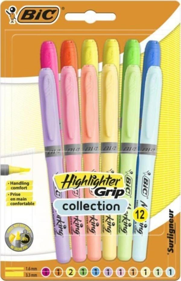 Bic Pastel 6 Pastel + 6 Canlı Renk 12'li Fosforlu Kalem - Image 1