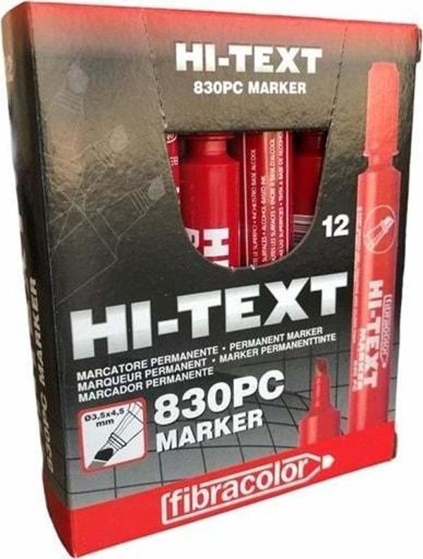 Hi-Text Permanent Marker Kesik Uç Kırmızı 12 Adet (Kutu) - Image 1