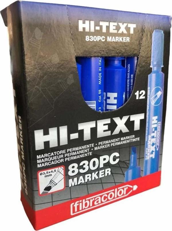 Hi-Text Permanent Marker Kesik Uç Mavi 12 Adet (Kutu) - Image 1