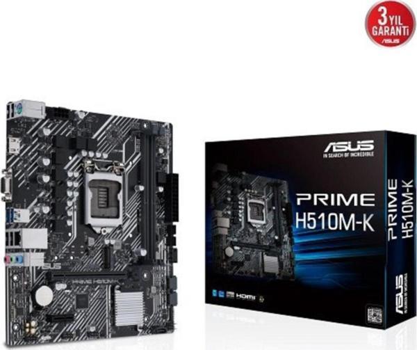 ASUS PRIME H510M-K Intel LGA1200 DDR4 Micro ATX Siyah Anakart - Image 1