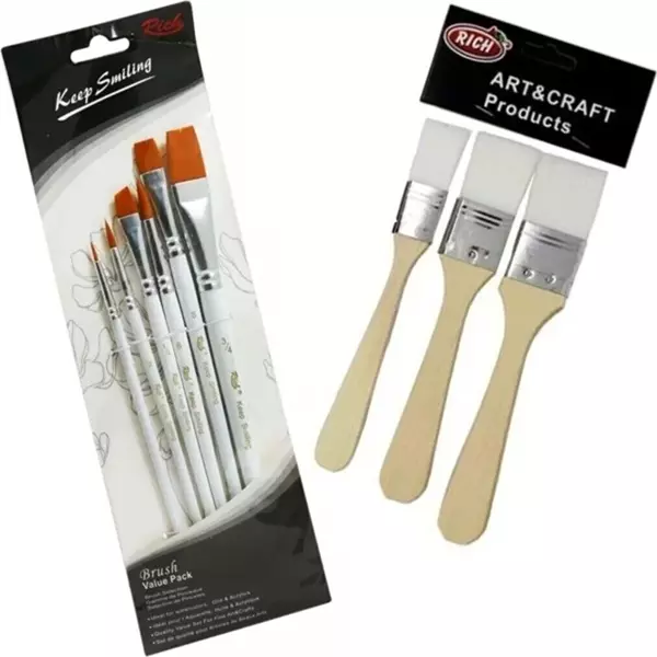 Rich Keep Smile 6'lı Set Fırça 3'lü Beyaz Kıl Fırça Beyaz 6 3 - Image 1