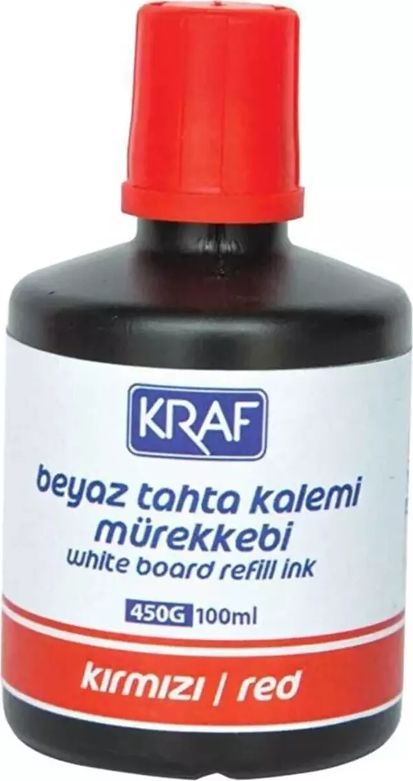 KRAF 100ml Beyaz Tahta Kırmızı Kalem Mürekkep - Image 1