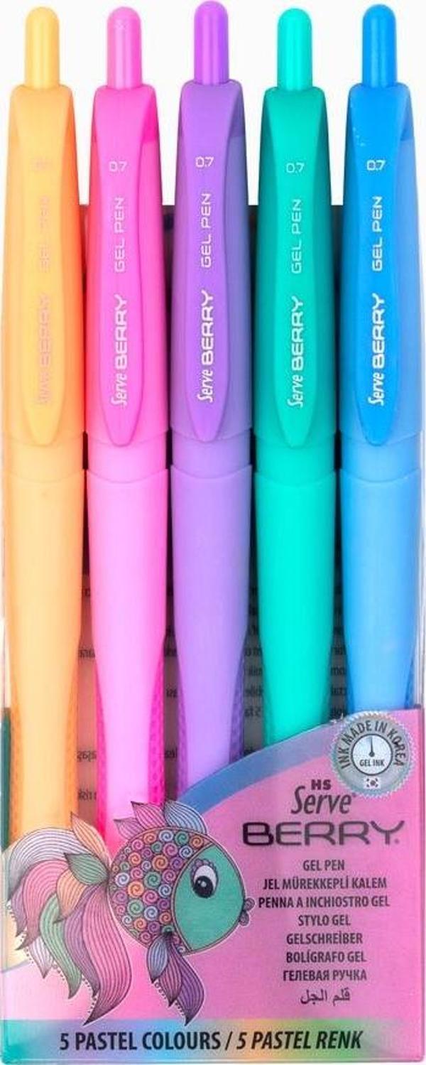 Serve Berry 5'li Pastel Renkler Jel Kalem Seti - Image 1