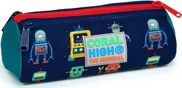 Coral High Kids Lacivert Robot Desenli Üç Bölmeli Kalem Çantası 22324 - Image 1