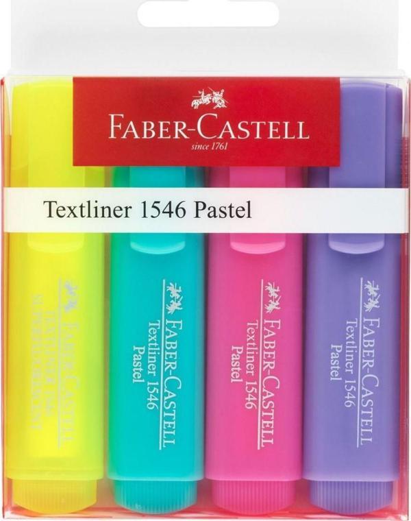Faber-Castell Şeffaf Gövde Pastel Renkler 1546 4 Renk Fosforlu Kalem - Image 1
