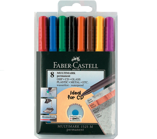 Faber-Castell 152509 Asetat Kalemi M 8 Renk (Cd Kalemi) - Image 1