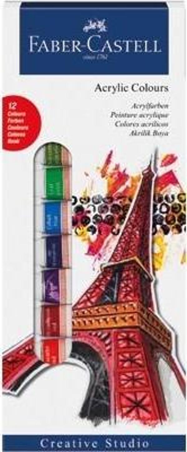 Faber-Castell Akrilik Boya 12  renk, 12 ml tüp - Image 1