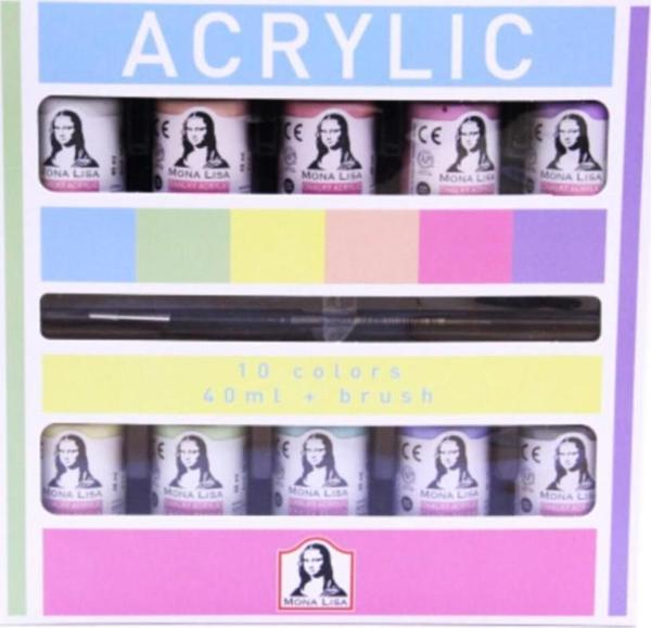 Monalisa Mona Lisa Chalky Pastel Akrilik Boya 10 Renk X 40 Ml (fırça Hediyeli) ML122C - Image 1