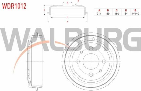 Walburg Fren Kampanası Arka 4 Delık 214X59X180X54 Fıat Tempra 1.6İ 1992-1999/ Bravo 1.6 - Image 1