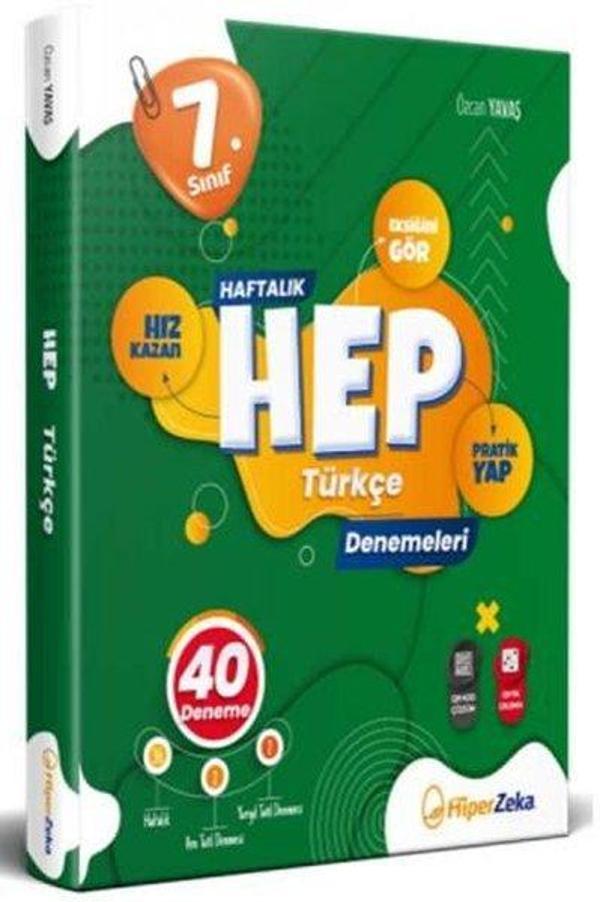 7. Sınıf Haftalık HEP Türkçe 40 Deneme - Hiper Zeka - Image 1