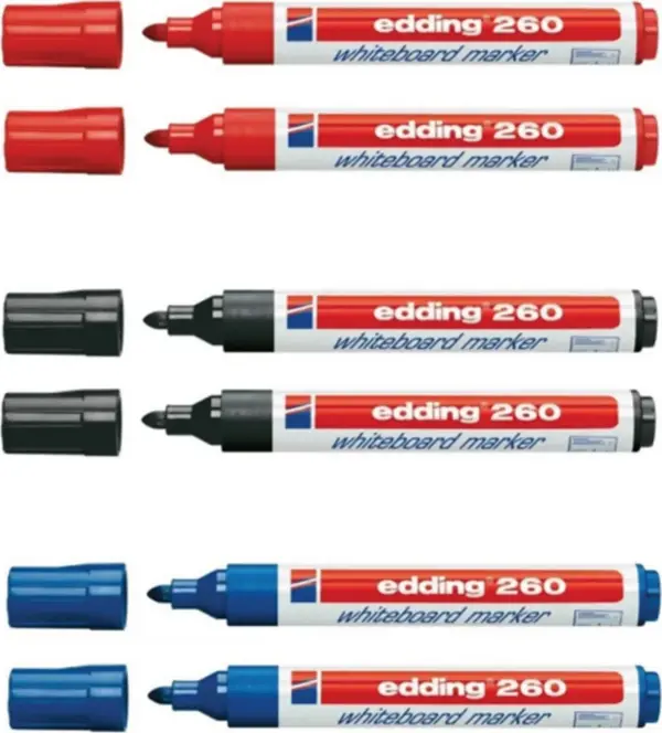 Edding Tahta Kalemi E-260 Kırmızı-mavi-siyah 3 Renk Set - Image 1