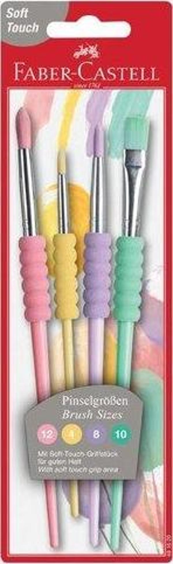 Faber-Castell Soft Touch Fırça Seti 4'lü Pastel Renkler - Image 1