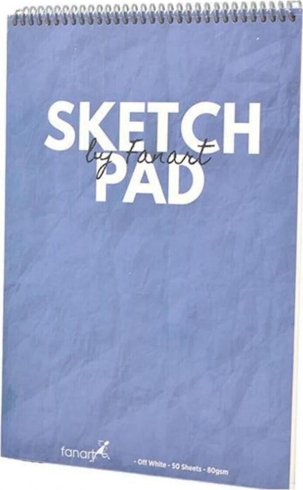 Fanart Academy Sketch Pad A3 Mavi Kapak 80 Gr 50 Yp Üstten Spiralli - Image 1