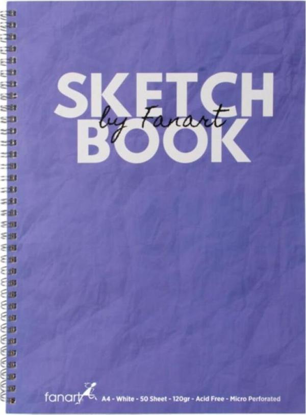 Fanart Academy Sketchbook A4 Spiralli Eskiz Defteri Mor Kapak - Image 1
