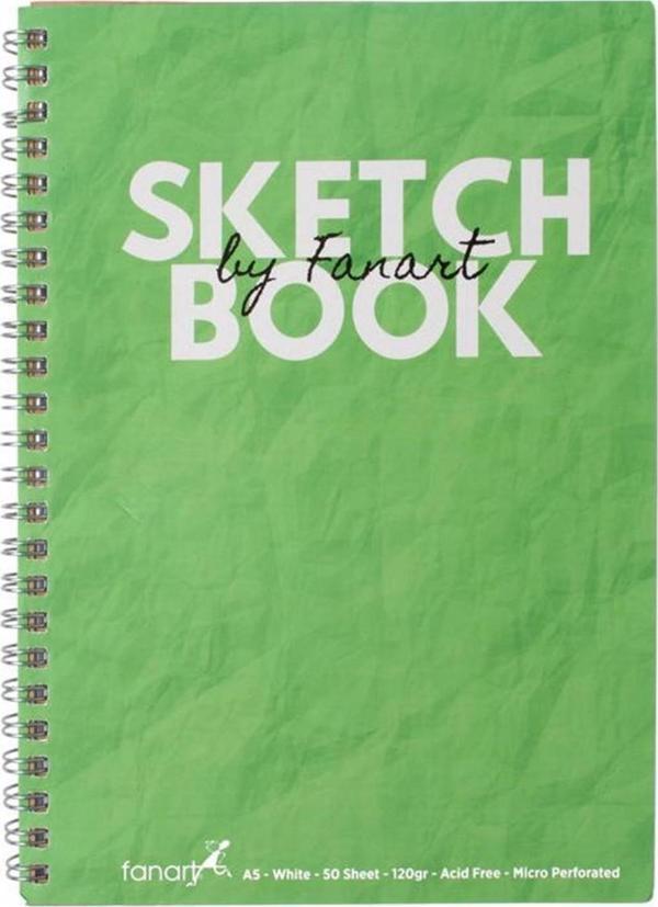 Fanart Academy Sketchbook A5 Spiralli Eskiz Defteri Yeşil Kapak - Image 1