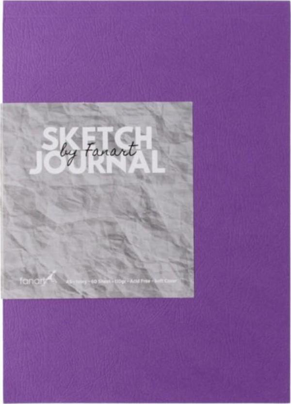 Fanart Sketch Journal A4 Ivory Kağıt Mor Kapak Eskiz Defteri - Image 1