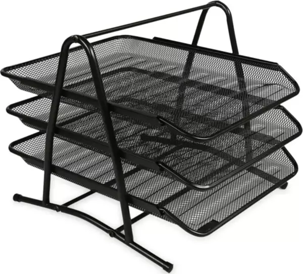 Globox Metal Perfore 3'lü Evrak Rafı Renk - Siyah Fx - Image 1