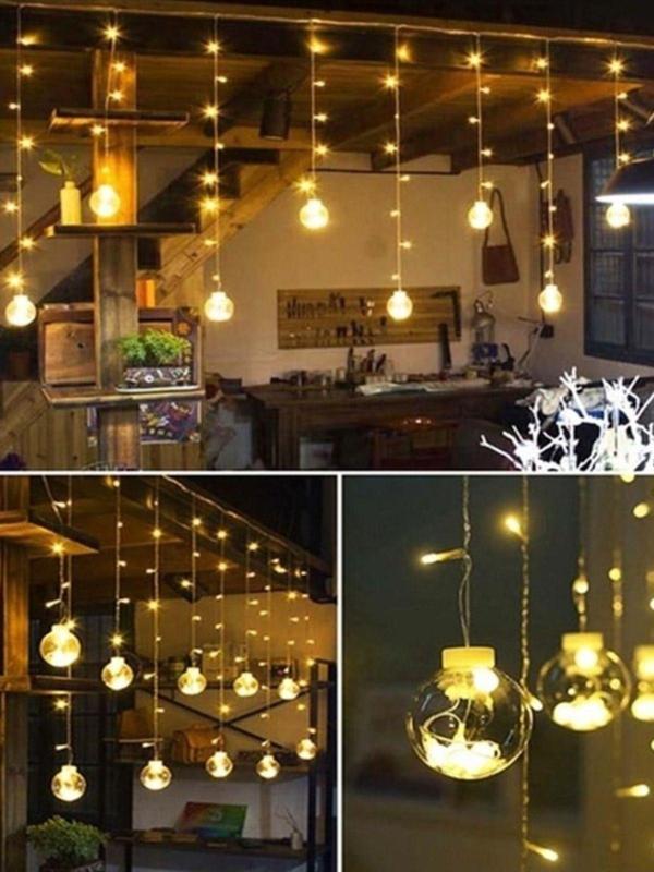 Rkmstore Dekoratif Işıklı Saçaklı Top Perde Led Fişli 8 Fonksiyonlu Günışığı - Image 1