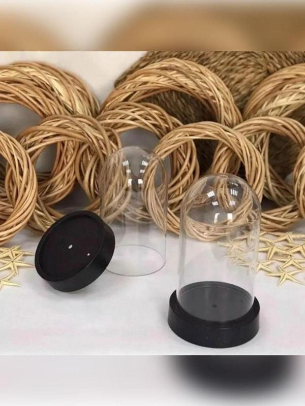 Rkmstore Teraryum Fanus Ters Mika Fanus Plastik Siyah Tabanlı Şeffaf - Image 1