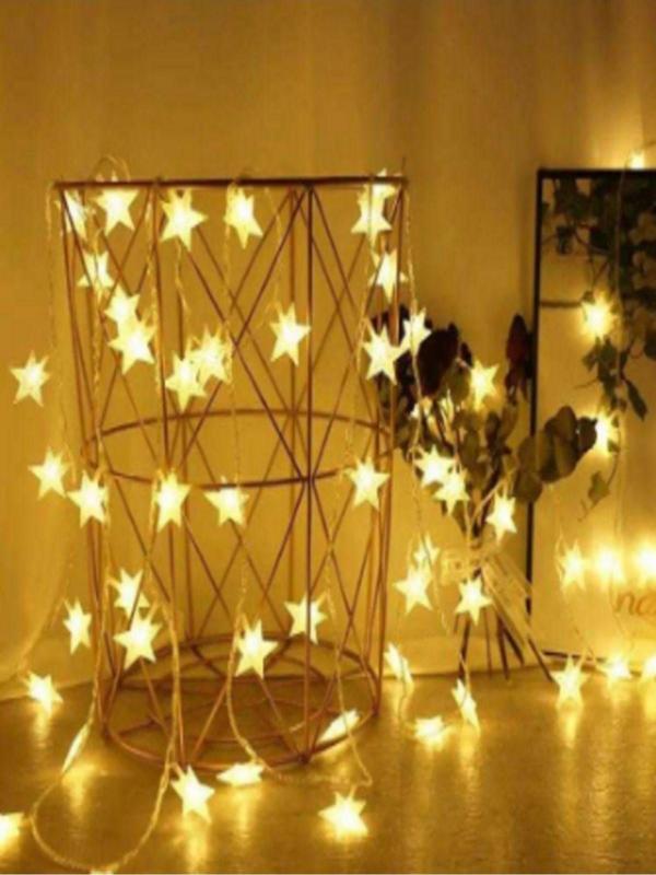 Rkmstore Dekoratif 5 Metre 40 Yıldızlı Pilli Pirinç Led Günışığı Renk - Image 1