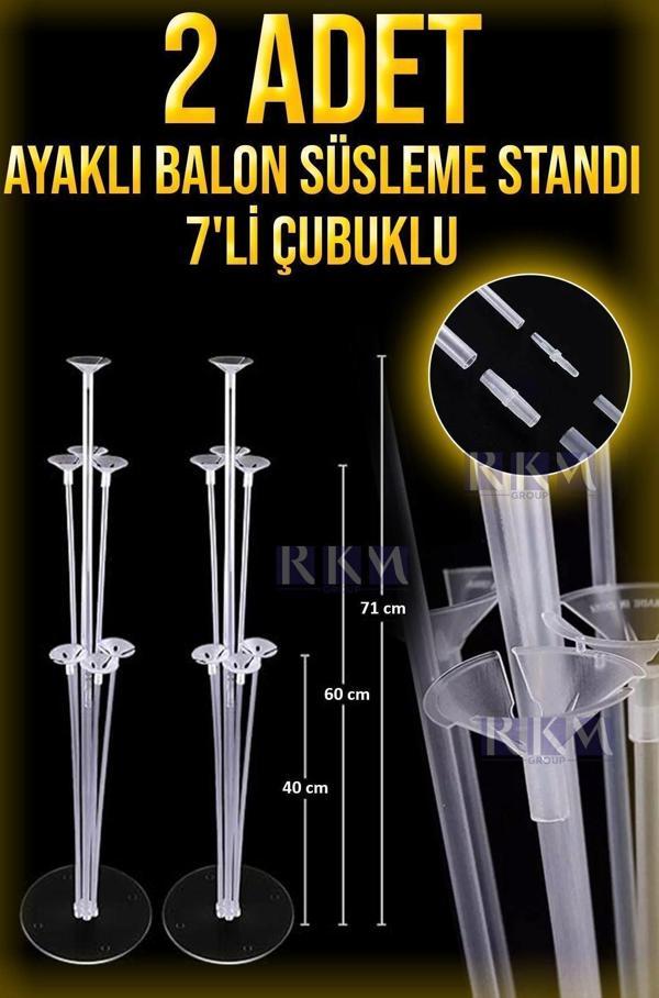 Rkmstore 2 Adet Balon Süsleme Standı 7'Li Çubuklu Ikili Set Ayaklı Balon Standı - Image 1
