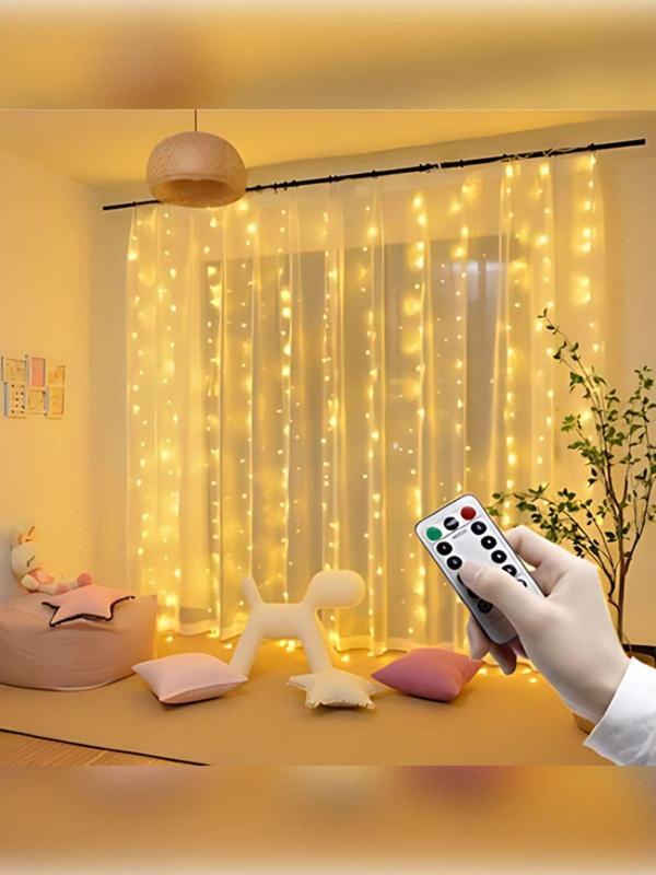 Rkmstore Kumandalı 8 Ayrı Moda Sahip 3Mx3M ( 300 Cm X 300 Cm ) Dekoratif Perde Led Peri Led Usb Gün Işığı - Image 1