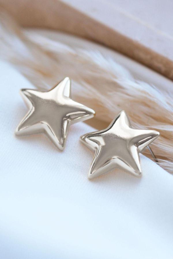 Silver Parlak Yıldız Küpe - Image 1