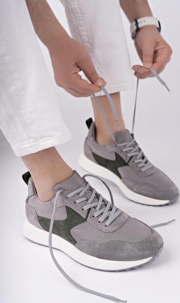 Muggo SVENSON Kalın Taban Bağcıklı Hakiki Deri Erkek Günlük Sneaker Spor Ayakkabı - Image 1