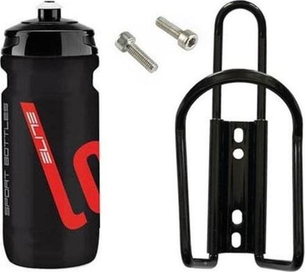 Elite Siyah Loli 600ML Matara ve Alüminyum Matara Kafesi Seti + Montaj Vidası - Image 1