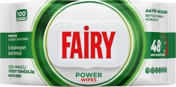 Fairy Power Yüzey Temizlik Havlusu Beyaz Sabun 100'lü - Image 1
