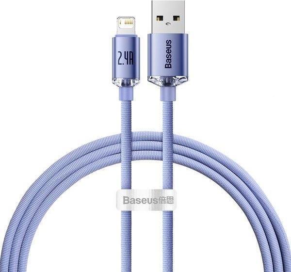 Baseus Crystal Shine 2.4A 120 cm Lightning Şarj Kablosu Mor - Image 1