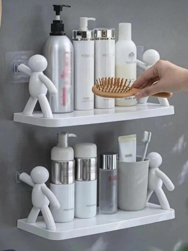 Tafce Kendinden Yapışkanlı Banyo Rafı Tarz Organizer Düzenleyici - 1 Adet Çöp Adam Raf - Image 1