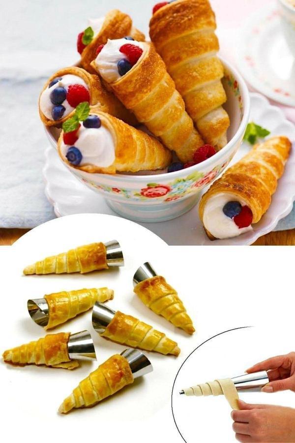 Tafce 6'Lı Paslanmaz Çelik Kurabiye Ve Hamur Şekillendirici Korne Kalıbı 12 Cm - Image 1
