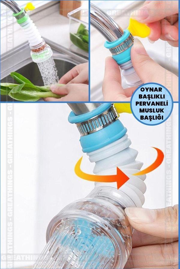 Tafce Su Tasarrufu Sağlayan Oynar Başlıklı Pervaneli Musluk Başlığı 360 Derece Döner Başlıklı Musluk Ucu - Image 1