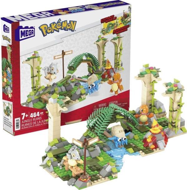 Mega Bloks Mega Pokémon Orman Harabeleri Yapı Seti HDL86, Diğer Dünyalara Bağlanabilen 464 Uyumlu Yapı Bloku ve Parça - Image 1