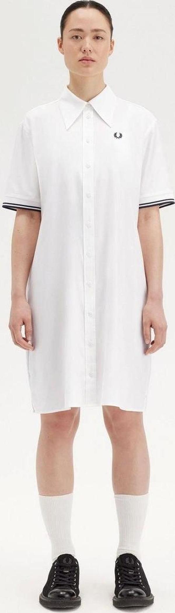 Fred Perry Kadın Beyaz Polo Yaka Gömlek Elbise - Image 1