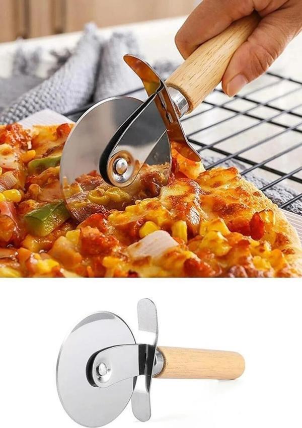 Hamur Pizza Börek Bıçağı Kesici Ruleti Ahşap Saplı - Image 1