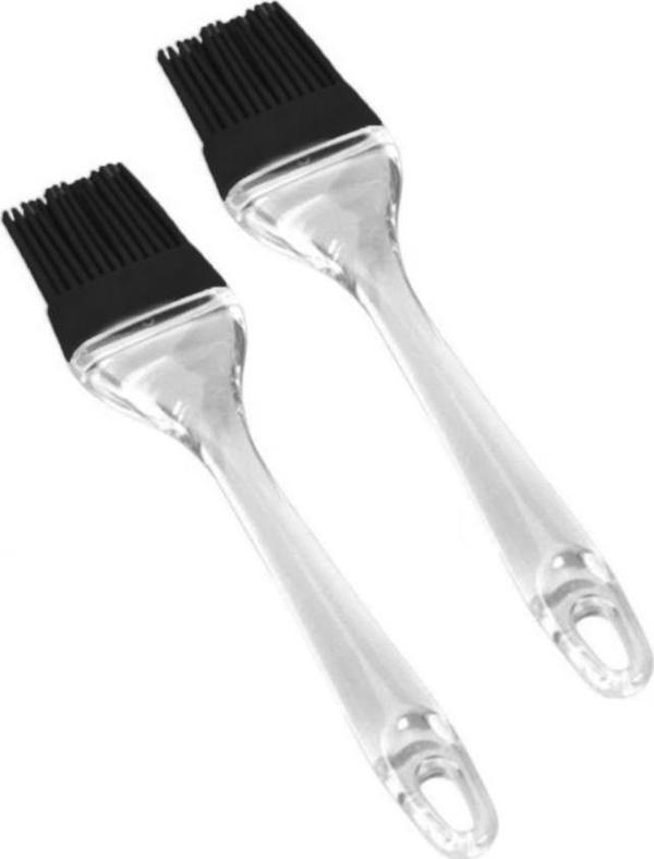 2li Plastik Saplı Silikon Hamur Yumurta Fırçası Siyah 18CM - Image 1