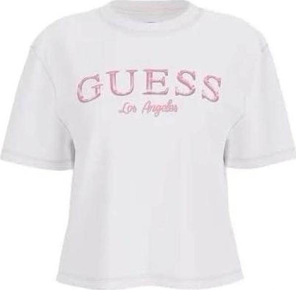 Guess Kadın Beyaz Crop T-Shirt - Image 1