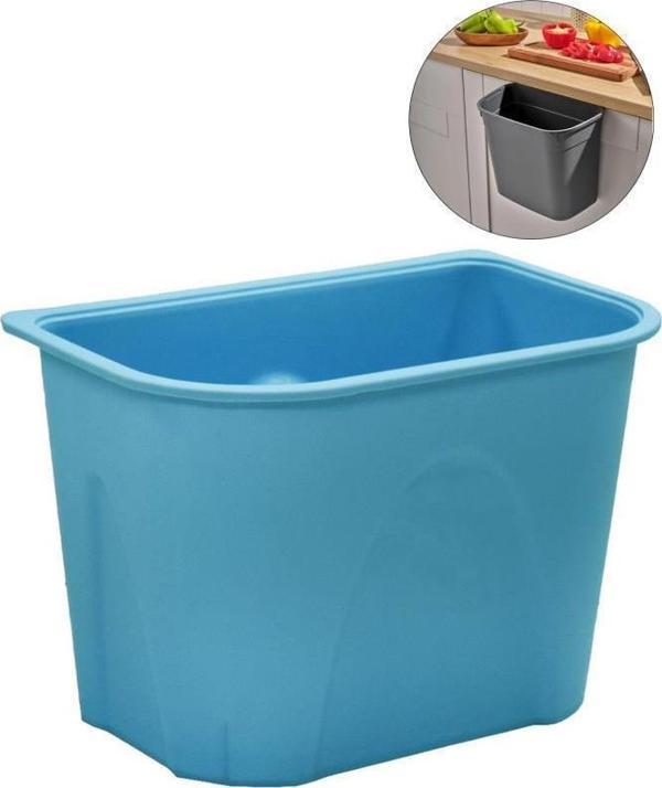 Plastik Askılı Kapaksız Mutfak Banyo Çöp Kutusu Kovası 6 Litre Mavi - Image 1