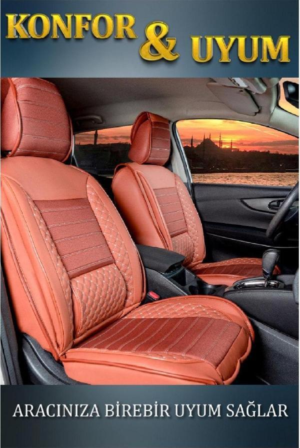 Dacia Logan MCV 2+1 Parçalı Lüx Deri Oto Koltuk Kılıfı Ön Arka Takım Safir TARÇIN - Image 1