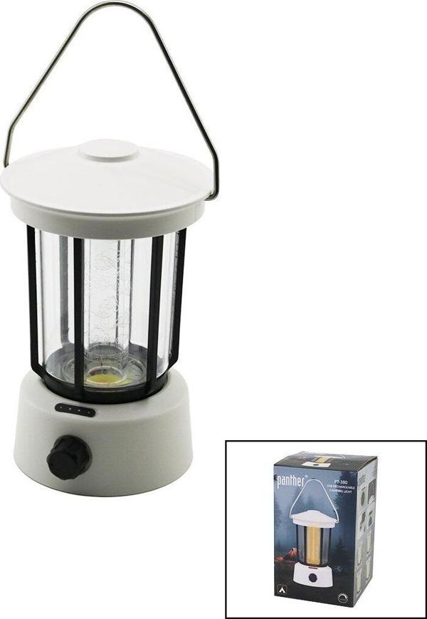 FANUS KAMP LAMBASI EL FENERİ USB ŞARJLI POWERBANK 5W COB LED 800LUMEN IŞIK AYARI GÜN IŞIK - BEYAZ PT-380 (2818) - Image 1