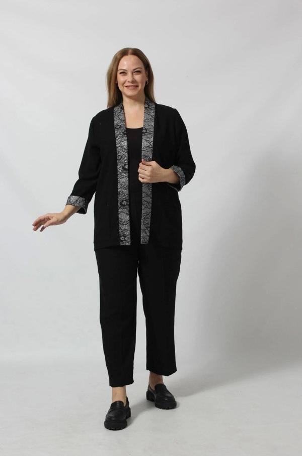 Parlak Detaylı Garnili Büyük Beden Blazer Ceket - Image 1