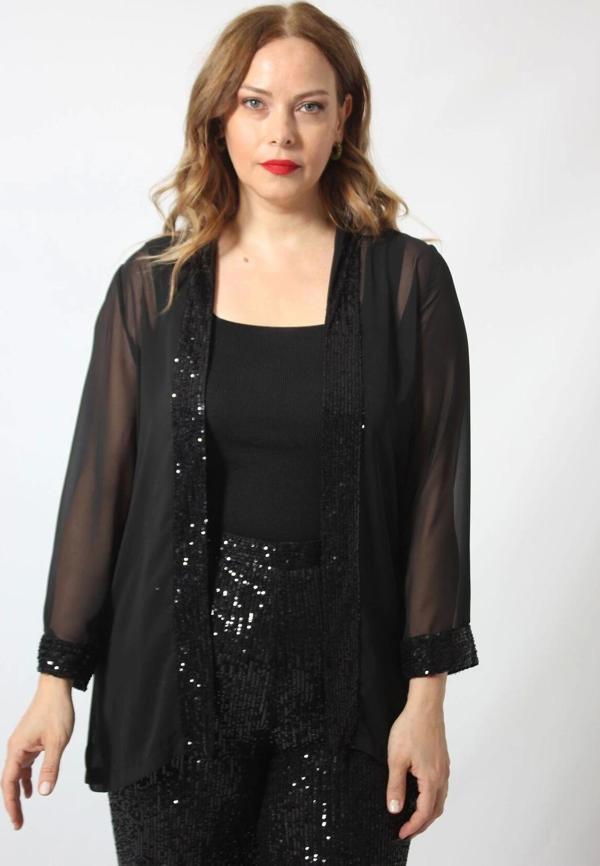 Payet Detaylı Şifon Ceket - Image 1
