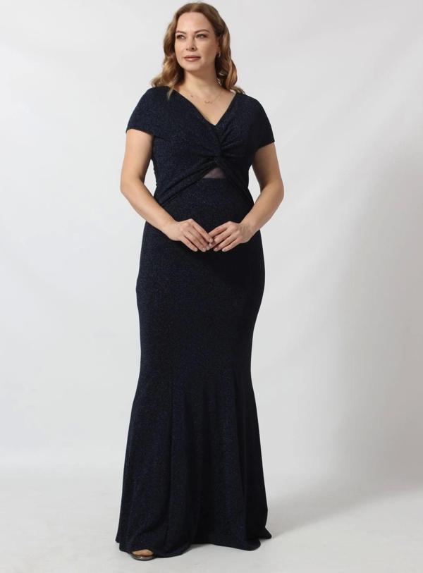 1299 ÖNÜ KELEBEK BAĞLAMALI SIRT TÜL DEYALI SİMLİ BÜYÜK BEDEN ABİYE - Image 1