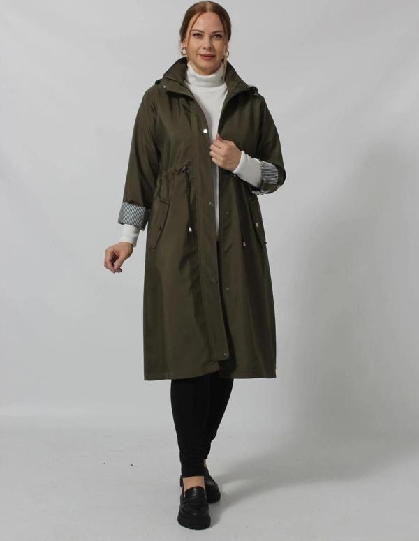 UZUN ASTAR DETAYLI BONDİT TRENÇKOT HAKİ - Image 1