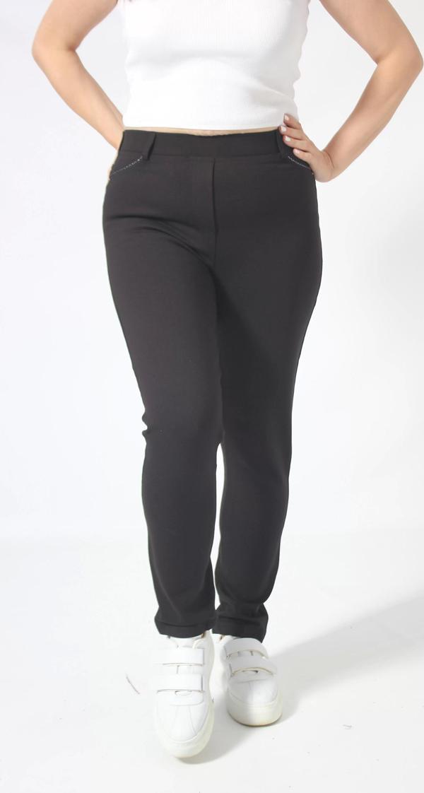 TYT002 PUNTOROMA CEBİ SİM DETAYLI TOPARLAYICI FULL ESNEK BÜYÜK BEDEN SİYAH SİHİRLİ TAYT PANTOLON - Image 1