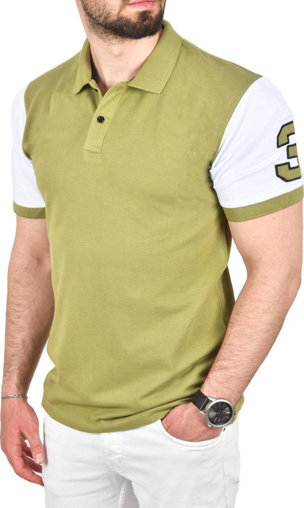 DeepSEA Erkek Yeşil Dar Kesim Pamuklu Polo Yaka Tişört Slim Fit Nefes Alan Kıvrılmaz Polo Yaka Tişört 2503022 - Image 1
