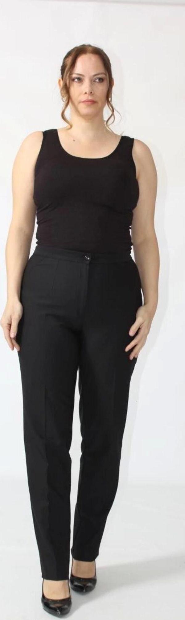 2555 Gizli Cep Modeline Sahip Büyük Beden Pantolon Siyah - Image 1